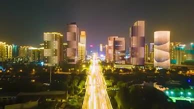 4K航拍延时繁华都市武汉城市夜景视频的预览图